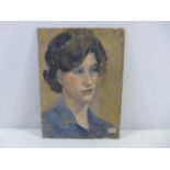 BRITISH SCHOOL (20TH CENTURY) PORTRAIT OF A YOUNG LADY, OIL ON BOARD, 41X30CM