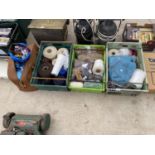 A LARGE QUANTITY OF KNITTING WOOL, YARN AND COTTON REELS ETC