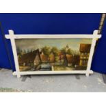 GERMAN VILLAGE WITH WATERMILL, OIL ON CANVAS, INDISTINCTLY SIGNED, 50X100CM, FRAMED