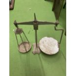 A SET OF VINTAGE METAL WEIGHING SCALES