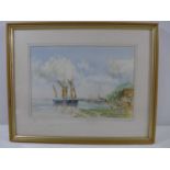 HAROLD CARLOW (BRITISH 20TH/21ST CENTURY) 'BARGES AT PIN MILL', WATERCOLOUR, SIGNED AND DATED