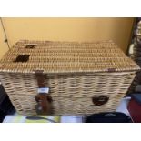 A WICKER PICNIC BASKETS WITH ACCESSORIES