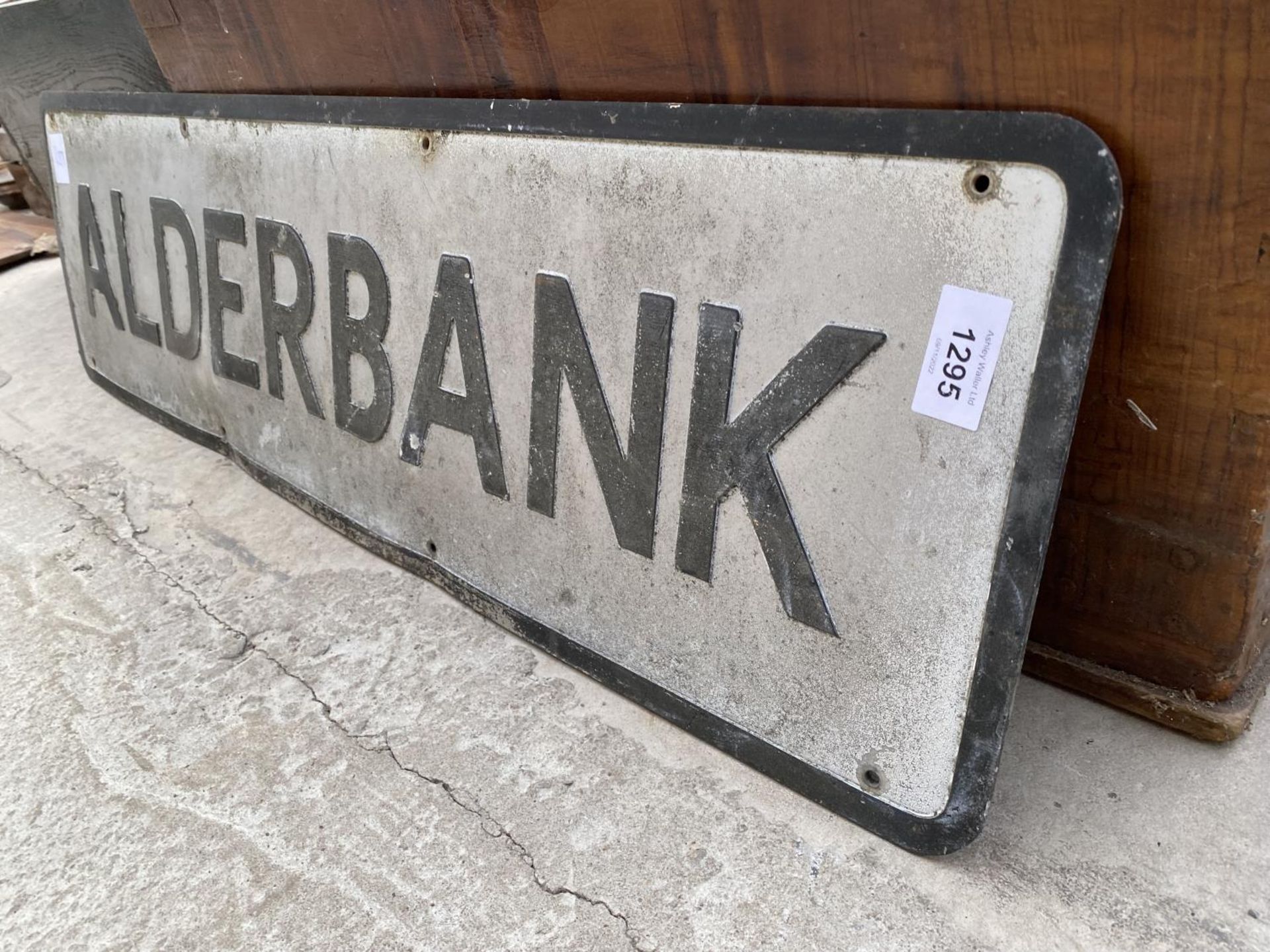 A VINTAGE METAL 'ALDERBANK' ROAD SIGN - Image 2 of 2