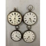 A GROUP OF FOUR SILVER POCKET WATCHES A/F