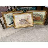 THREE GILT FRAMED PRINTS ON BOARD