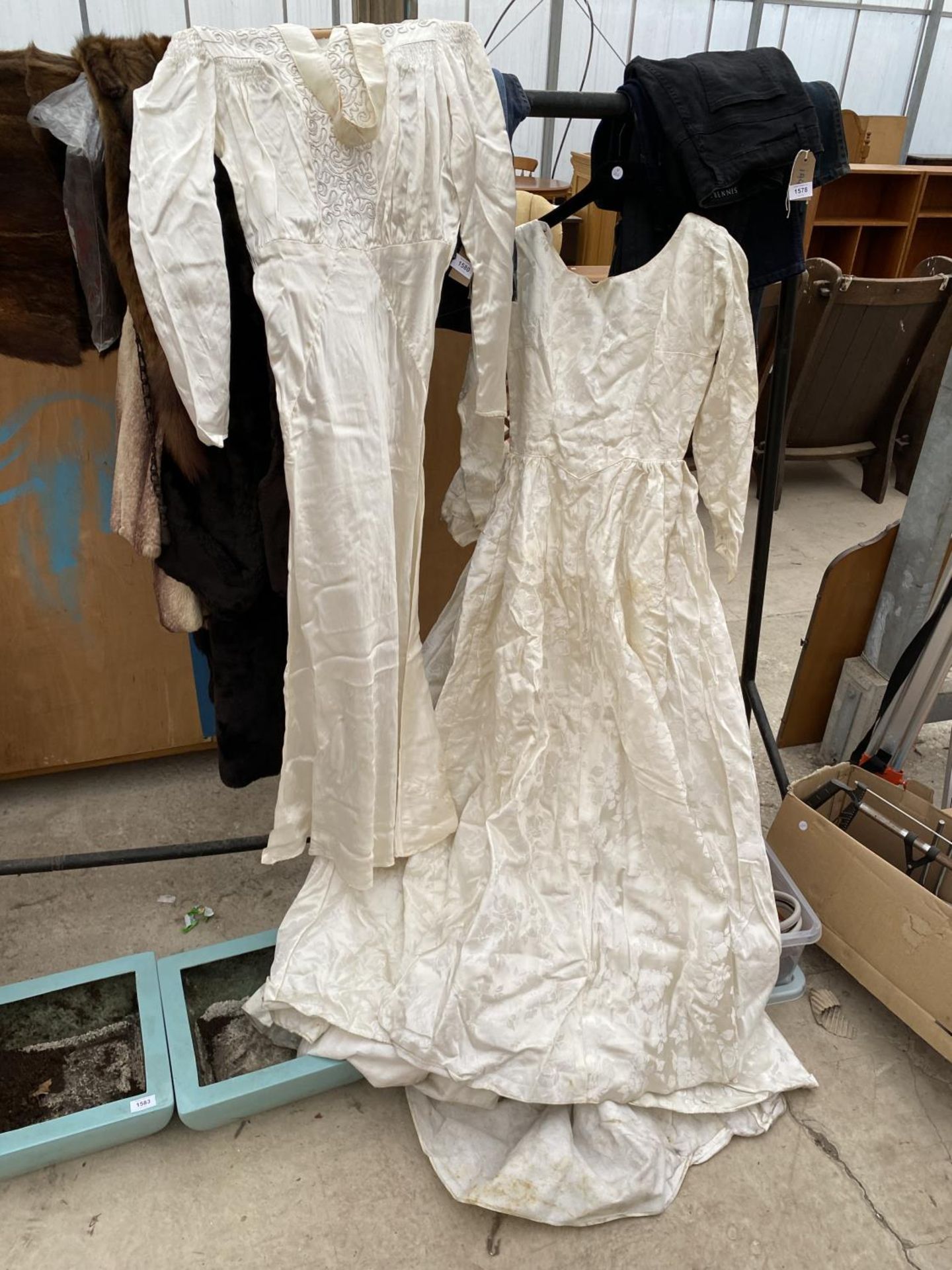 TWO VINTAGE 1940'S WEDDING DRESSES