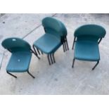 A SET OF FIVE GREEN CHILDRENS STACKING CHAIRS