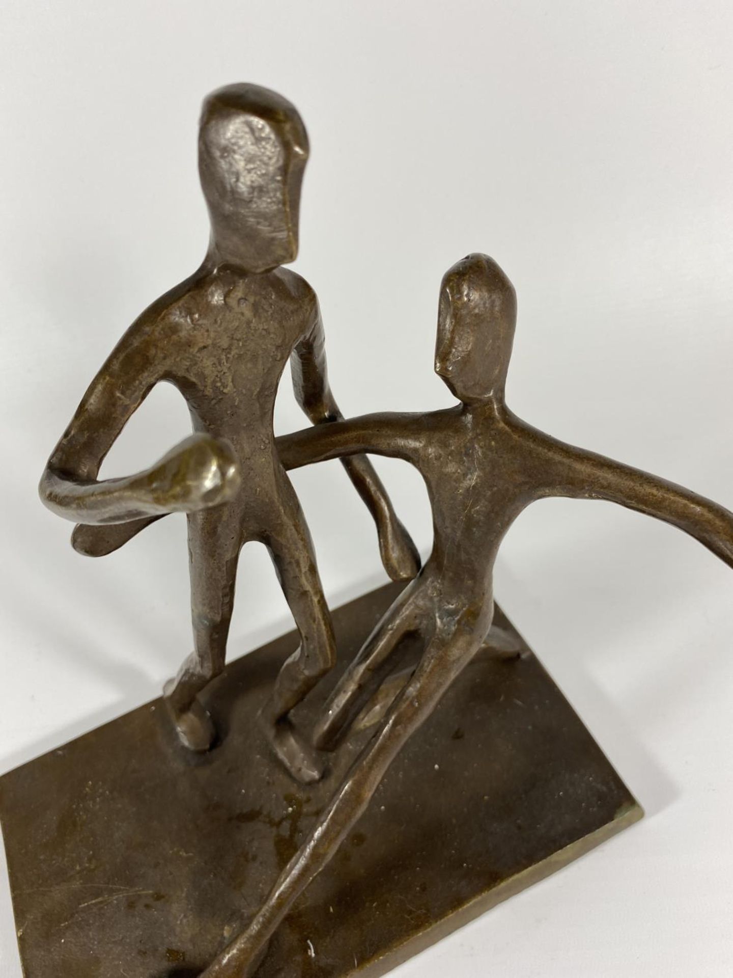 A BRONZE MODEL OF TWO FOOTBALLERS - Image 2 of 2