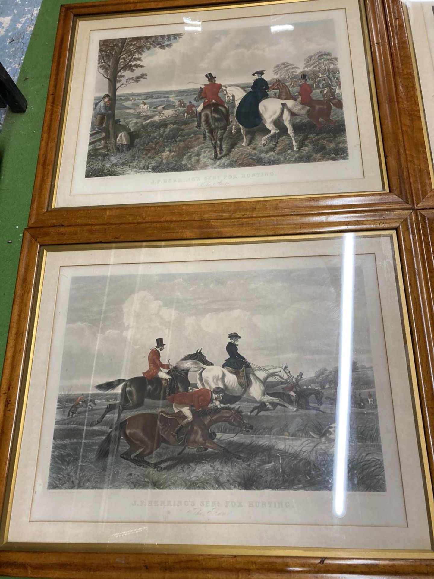 A SET OF FOUR WALNUT FRAMED HUNTING ENGRAVINGS BY J.P HERRING AND ENGRAVED BY J.HARRIS & C. QUENTERY - Image 2 of 3
