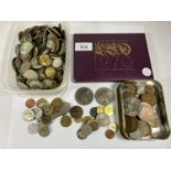 A MIXED LOT OF COINS TO INCLUDE CASED 1970 COINAGE OF GREAT BRITAIN SET AND FURTHER COINS