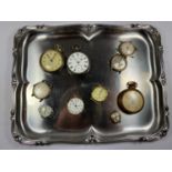 A TRAY OF ASSORTED WATCHES TO INCLUDE J.W BENSON HALLMARKED SILVER OPEN FACED POCKET WATCH ETC