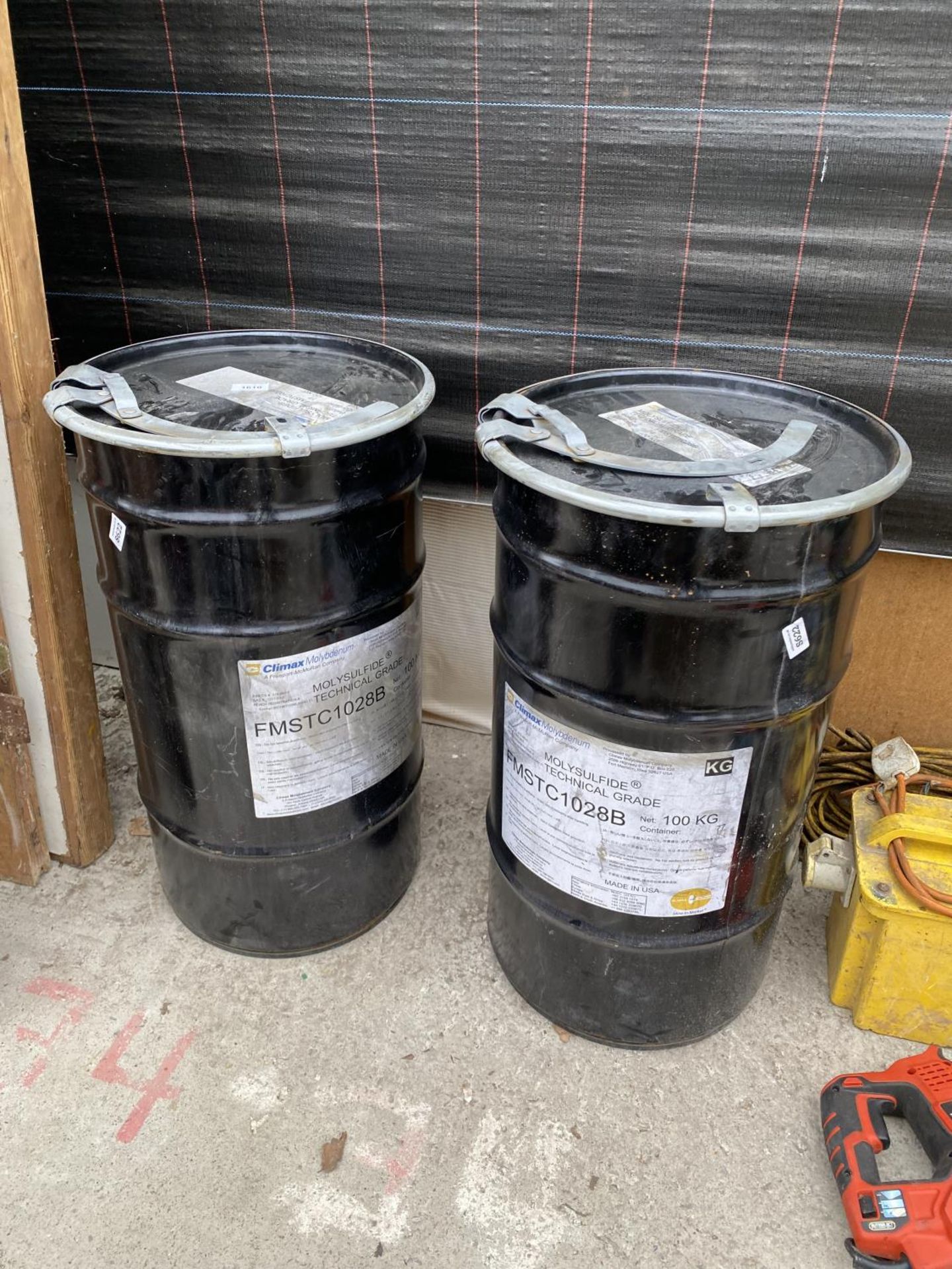 TWO EMPTY MOLYSULFIDE TECHNICAL GRADE GREASE DRUMS