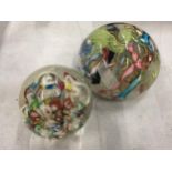 TWO GLASS PAPERWEIGHTS