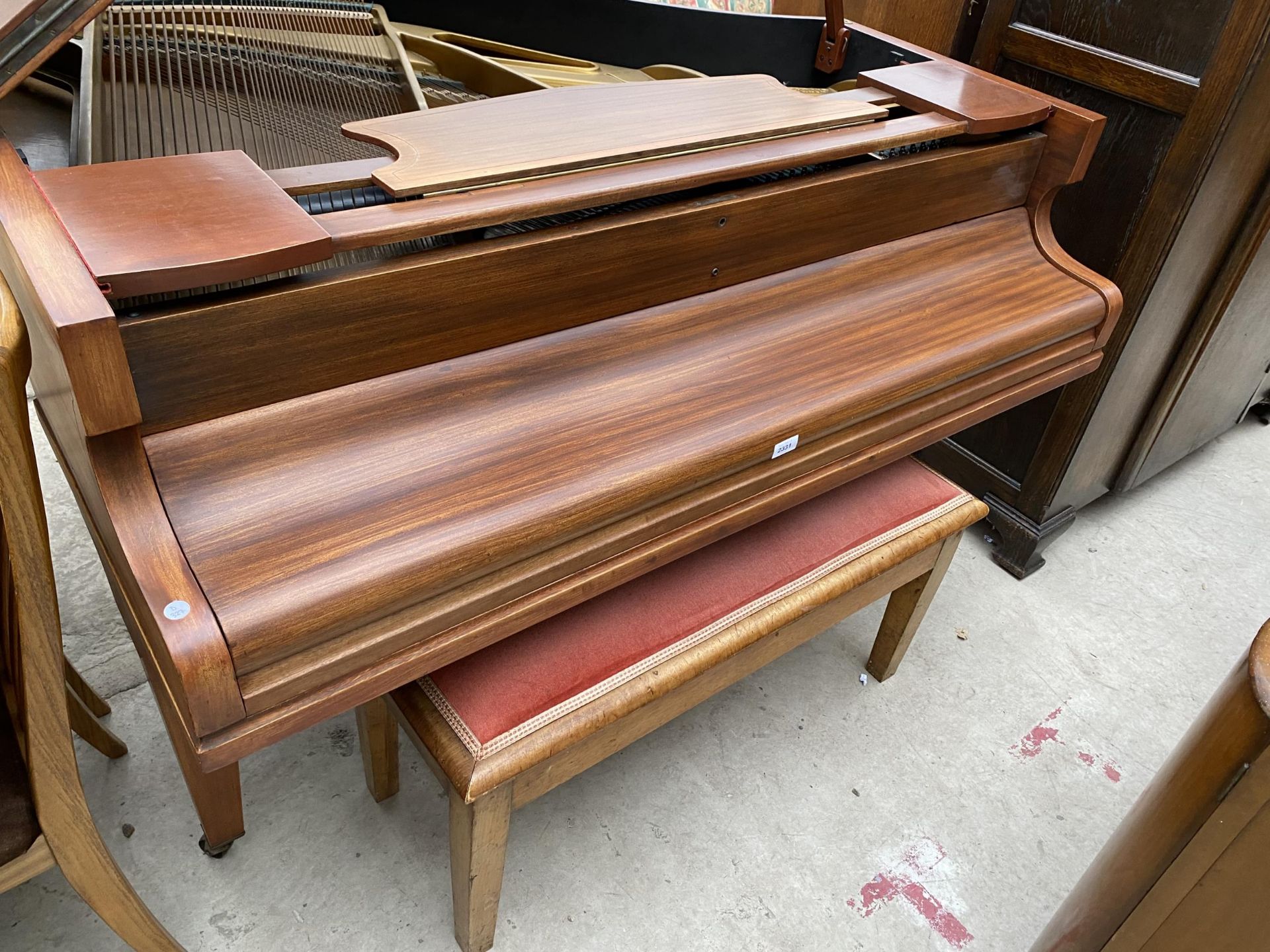 A 'CHALLEN OF LONDON' BABY GRAND PIANO AND STOOL WITH LIFT-UP LID - Image 2 of 9