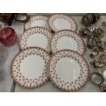 SIX SPODE RED 'FLEUR DE LYS' 27CM DINNER PLATES