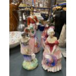 FIVE ROYAL DOULTON LADY FIGURES TO INCLUDE VERONICA, SWEET ANNE, ETC PLUS A ROYAL WORCESTER 'OFFICER