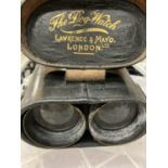 THE DOG WATCH BINOCULARS BY LAWRENCE & MAYO OF LONDON IN LEATHER CASE