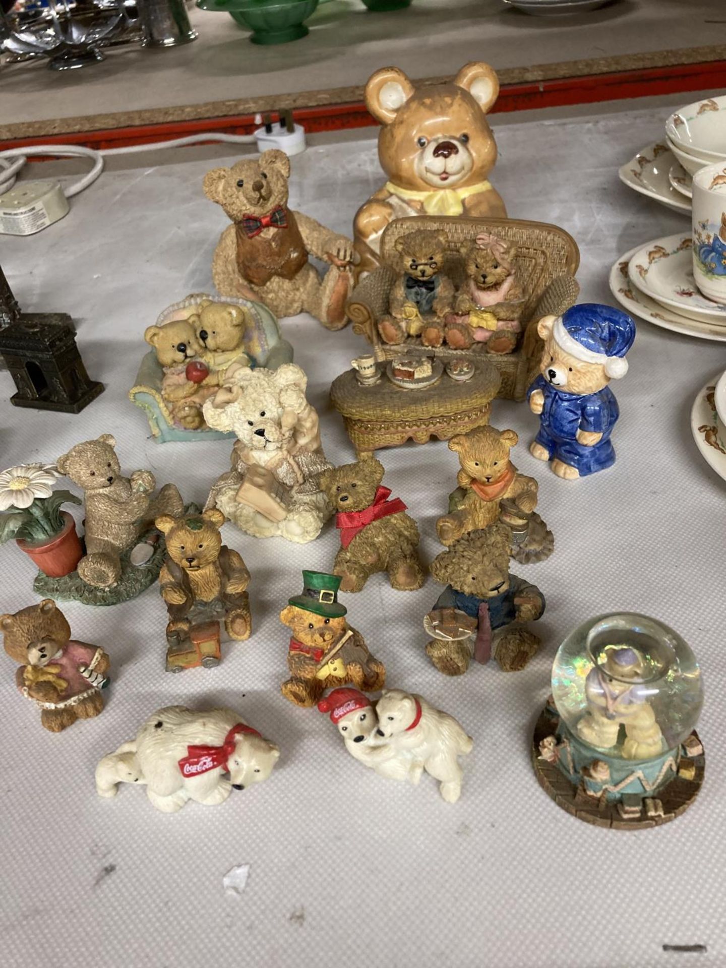 A LARGE COLLECTION OF RESIN TEDDY BEAR FIGURES