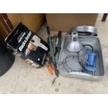 AN ASSORTMENT OF ITEMS TO INCLUDE A BLACK AND DECKER DRILL, GARDEN SHEARS AND A COOKING TRAY ETC
