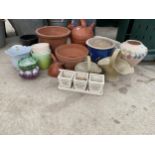 AN ASSORTMENT OF PLANTERS TO INCLUDE CERAMIC AND TERRACOTTA