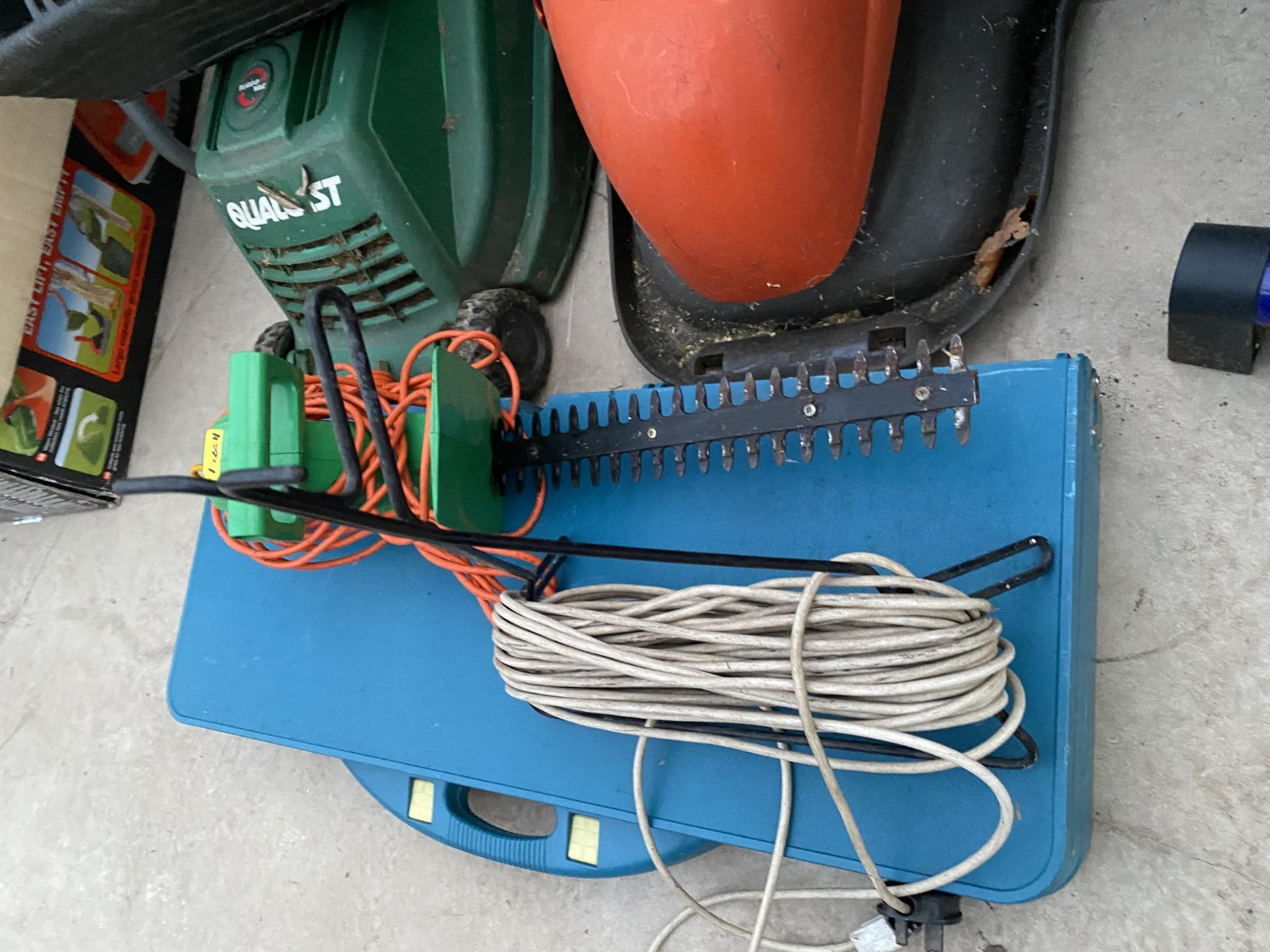 A FLYMO ELECTRIC LAWN MOWER, A QUALCAST ELECTRIC LAWN MOWER AND AN ELECTRIC HEDGE TRIMMER ETC - Image 3 of 3