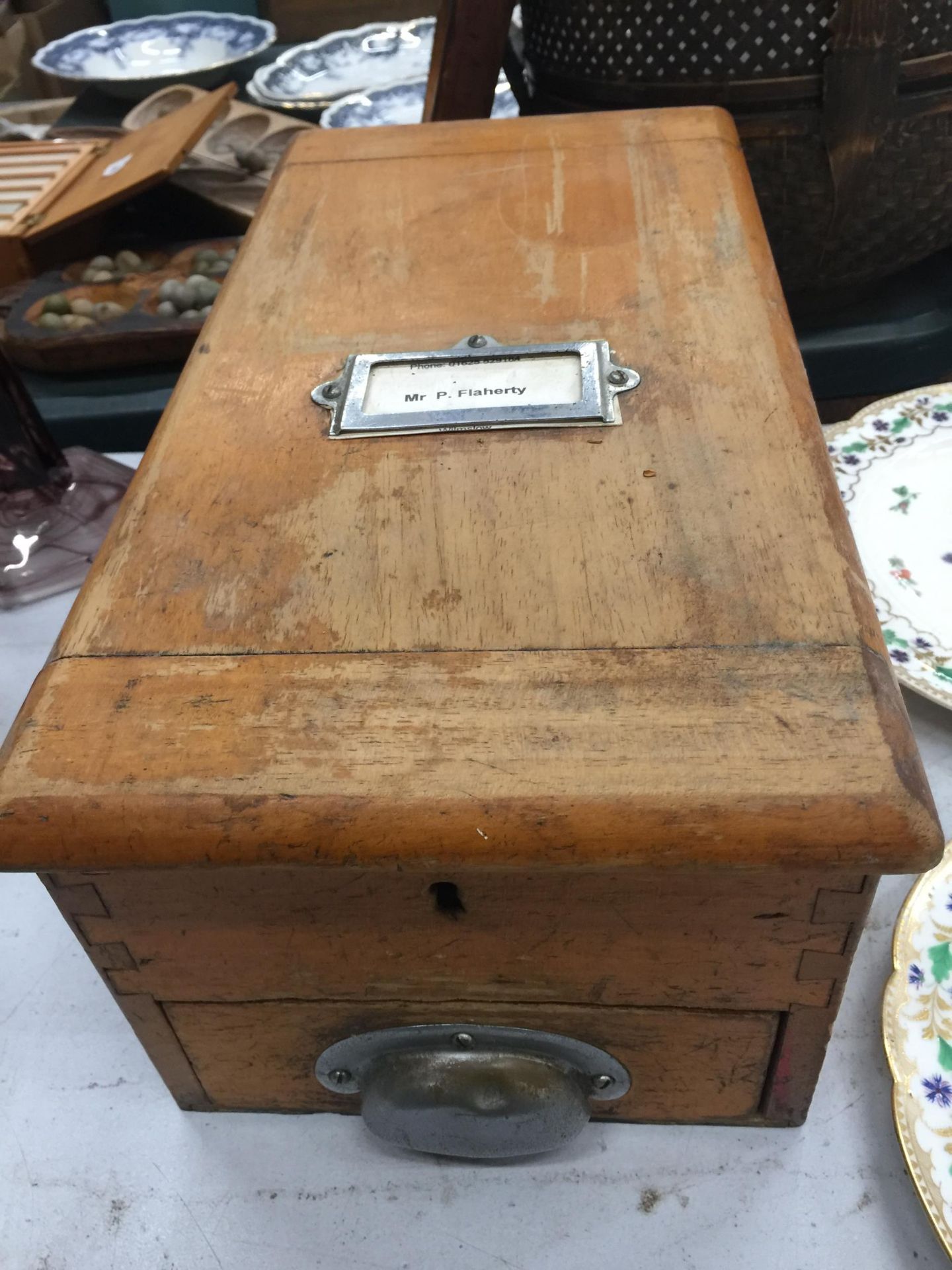 A VINTAGE PINE SINGLE DRAWER CASH TILL