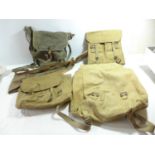 A COLLECTION OF WORLD WAR II WEBBING TO INCLUDE MAP CASE, HAVERSACK DATED 1945, GUN SLIP CASE ETC