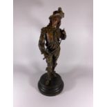 A LARGE SPELTER MODEL OF 'DON JUAN' WITH NAME PLAQUE TO BASE