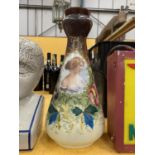 A VICTORIAN HAND PAINTED VASE WITH LADY DESIGN CENTRAL PANEL