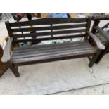 A VINTAGE WOODEN GARDEN BENCH (LENGTH 162CM)