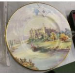 A VINTAGE HAND PAINTED MINTONS 'ARUNDEL CASTLE' PORCELAIN CABINET PLATE