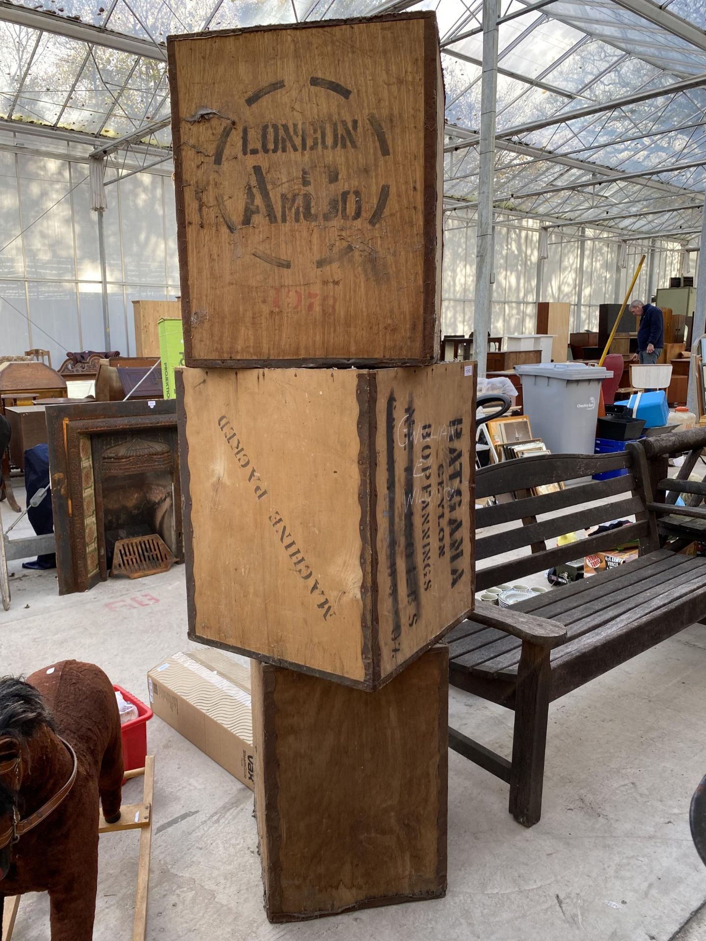 THREE VINTAGE TEA CHESTS