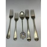 FIVE ITEMS OF MARKED SILVER CUTLERY