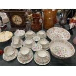 A LARGE QUANTITY OF MINTON 'HADDON HALL' TEAWARE TO INCLUDE CUPS, SAUCERS, SIDE PLATES, LARGE