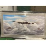 A FRAMED PRINT OF RAF PLANES - SIGNED