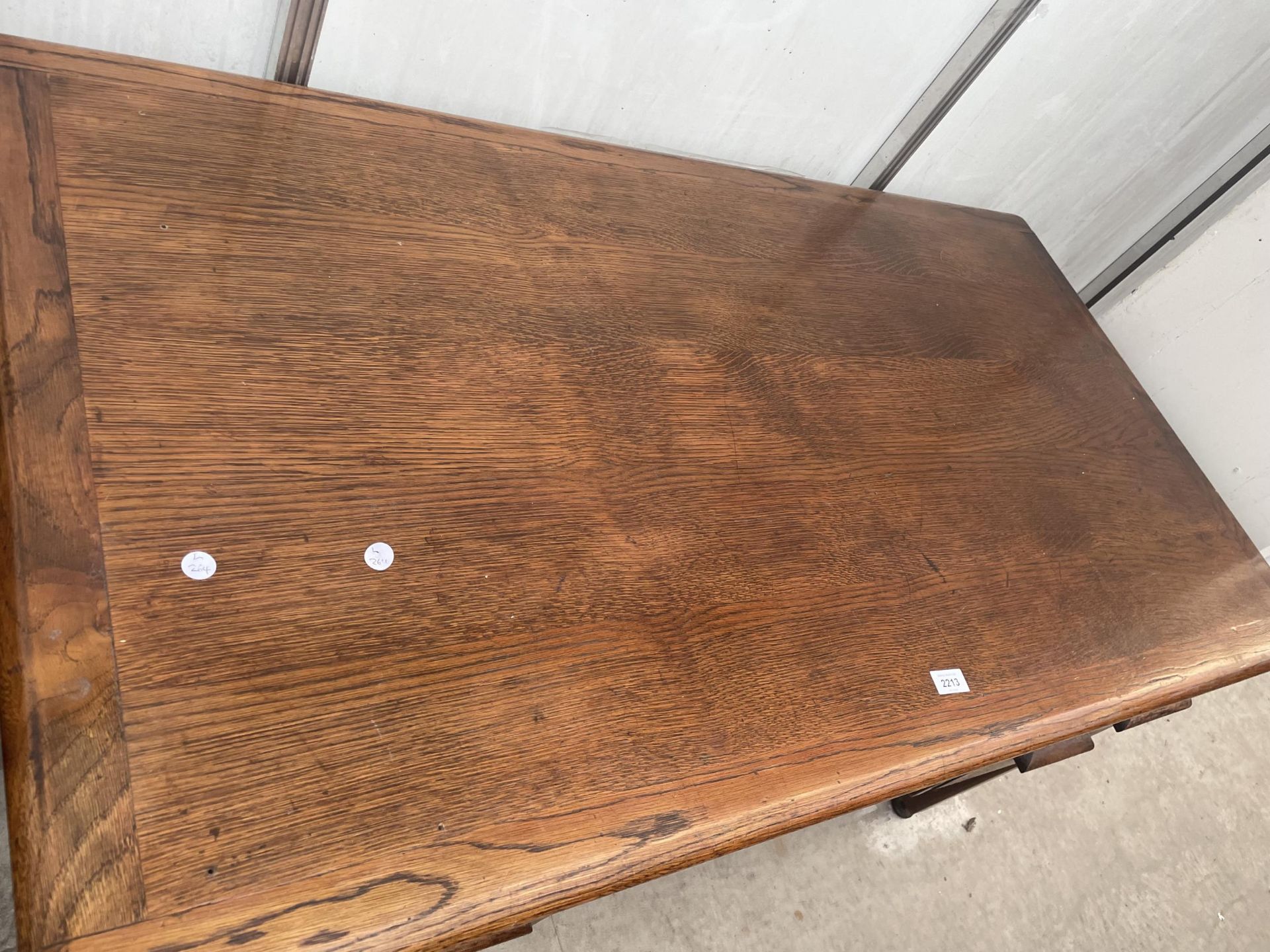 A MID 20TH CENTURY OAK 'ABBESS' TWIN PEDESTAL DESK, 54X30" - Image 2 of 4