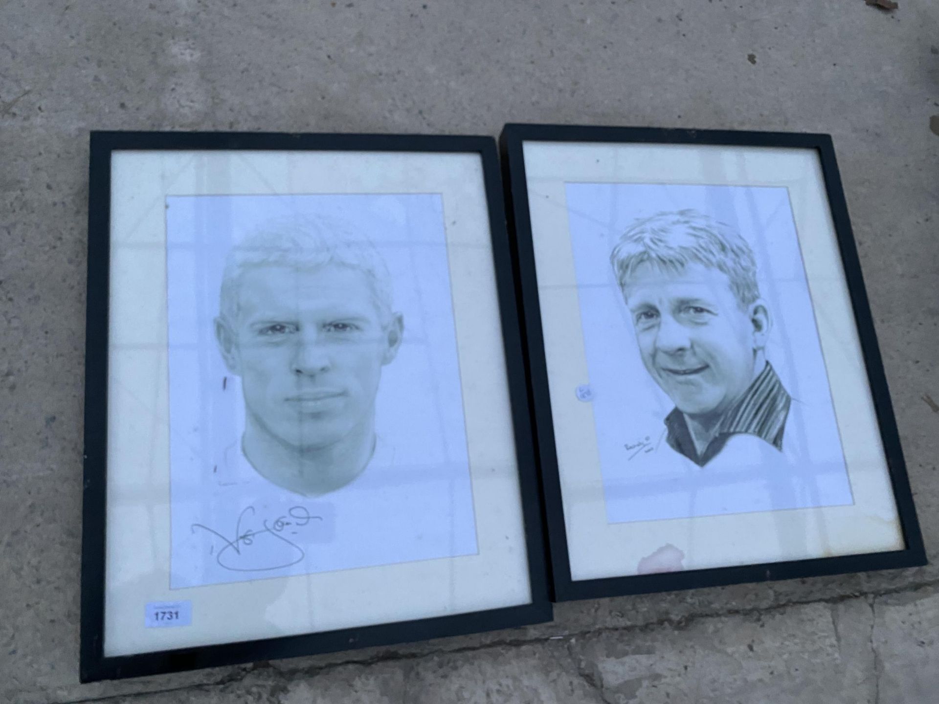 TWO FRAMED PRINTS WITH ONE BEARING AN AUTOGRAPH