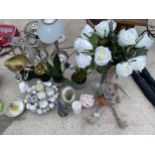 AN ASSORTMENT OF ITEMS TO INCLUDE SCALES AND WEIGHTS, CANDLES AND ARTIFICIAL FLOWERS ETC