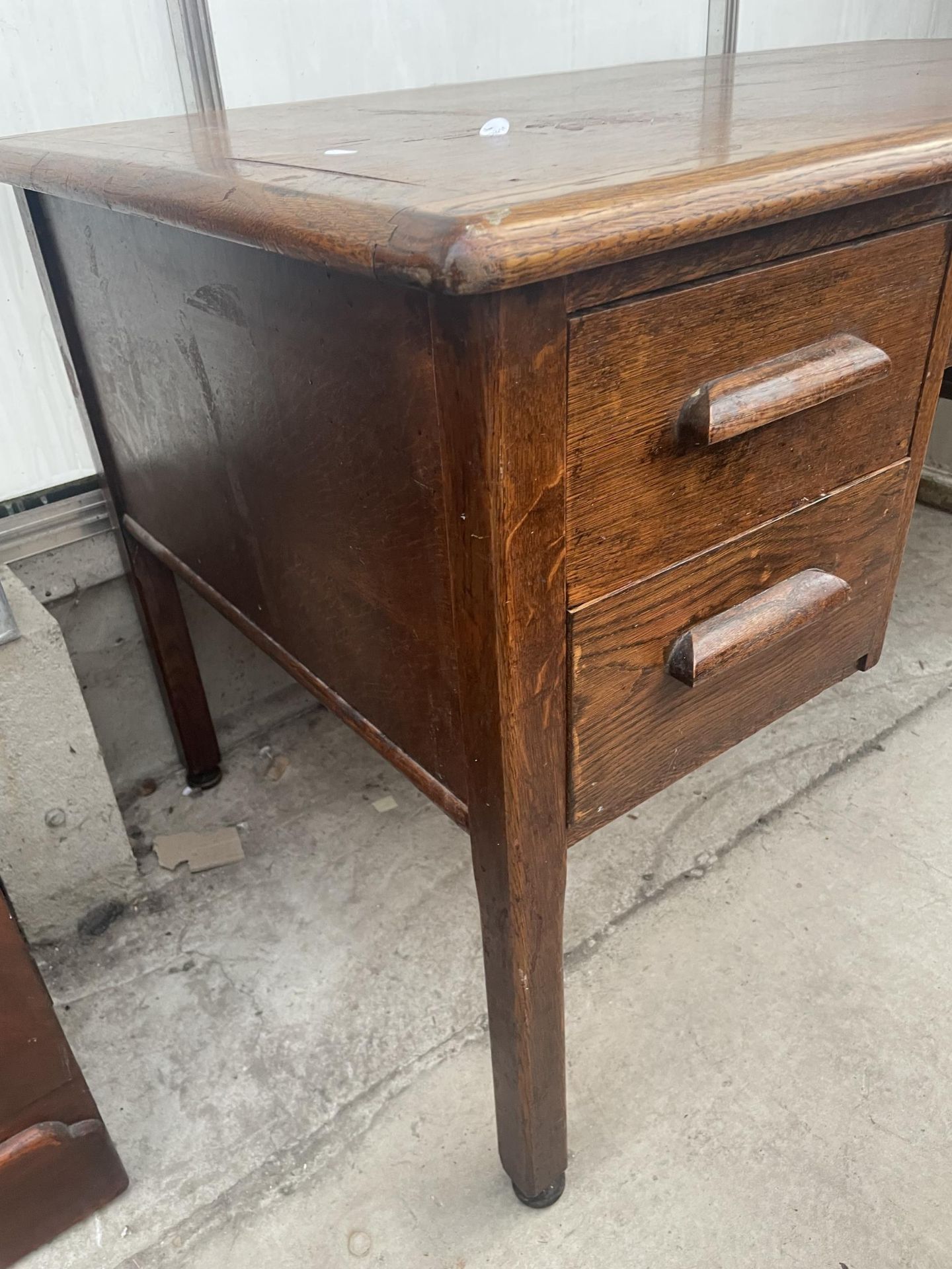 A MID 20TH CENTURY OAK 'ABBESS' TWIN PEDESTAL DESK, 54X30" - Image 3 of 4