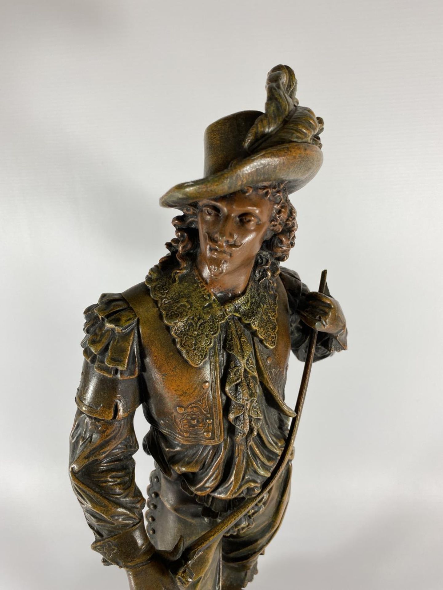A LARGE SPELTER MODEL OF 'DON JUAN' WITH NAME PLAQUE TO BASE - Image 2 of 3