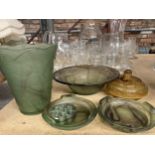 A QUANTITY OF CLOUD GLASS TO INCLUDE BOWLS, A VASE, ETC