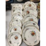 A QUANTITY OF 19TH CENTURY HANDPAINTED PORCELAIN CABINET PLATES WITH FLORAL PATTERN AND GILDING TO