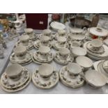 A LARGE QUANTITY OF ROYAL DOULTON 'LARCHMONT' TRIOS PLUS SAUCE BOATS AND SAUCERS, A CREAM JUG AND