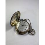A DENT VICTORIAN HALLMARKED SILVER FULL HUNTER POCKET WATCH WITH SUBSIDIARY SECONDS DIAL, MARKS