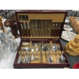 AN ARTHUR PRICE OF ENGLAND CANTEEN OF CUTLERY IN A TEAK BOX