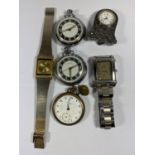 A MIXED GROUP OF WATCHES AND POCKET WATCHES TO INCLUDE A THOMAS RUSSEL & SONS GOLD PLATED EXAMPLE (