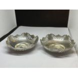 A PAIR OF HALLMARKED BIRMINGHAM SILVER DECORATIVE PIERCED DISHES