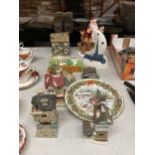 A QUANTITY OF OF COLLECTABLE COTTAGES PLUS A FATHER CHRISTMAS AND DEER FIGURE AND A ROYAL ALBERT '