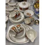 A QUANTITY OF J & G MEAKIN POPPY PATTERN TO INCLUDE A LIDDED TUREEN, VARIOUS SIZE PLATES, BOWLS,
