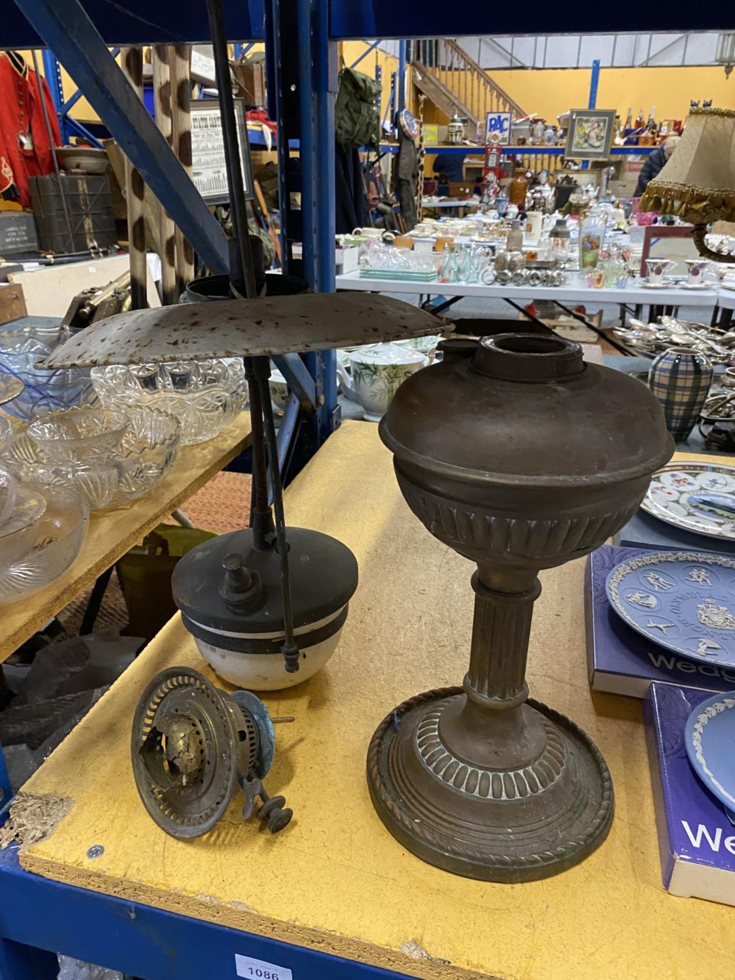 A BRASS OIL LAMP AND TILLY LAMP